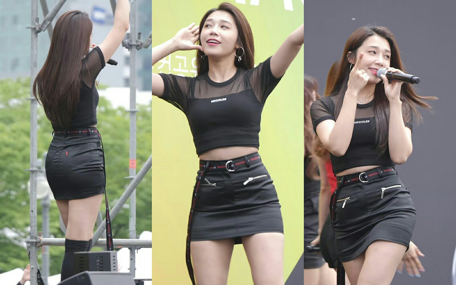 饭拍合集apink郑恩地小姐姐黑衣短裙热舞饭拍