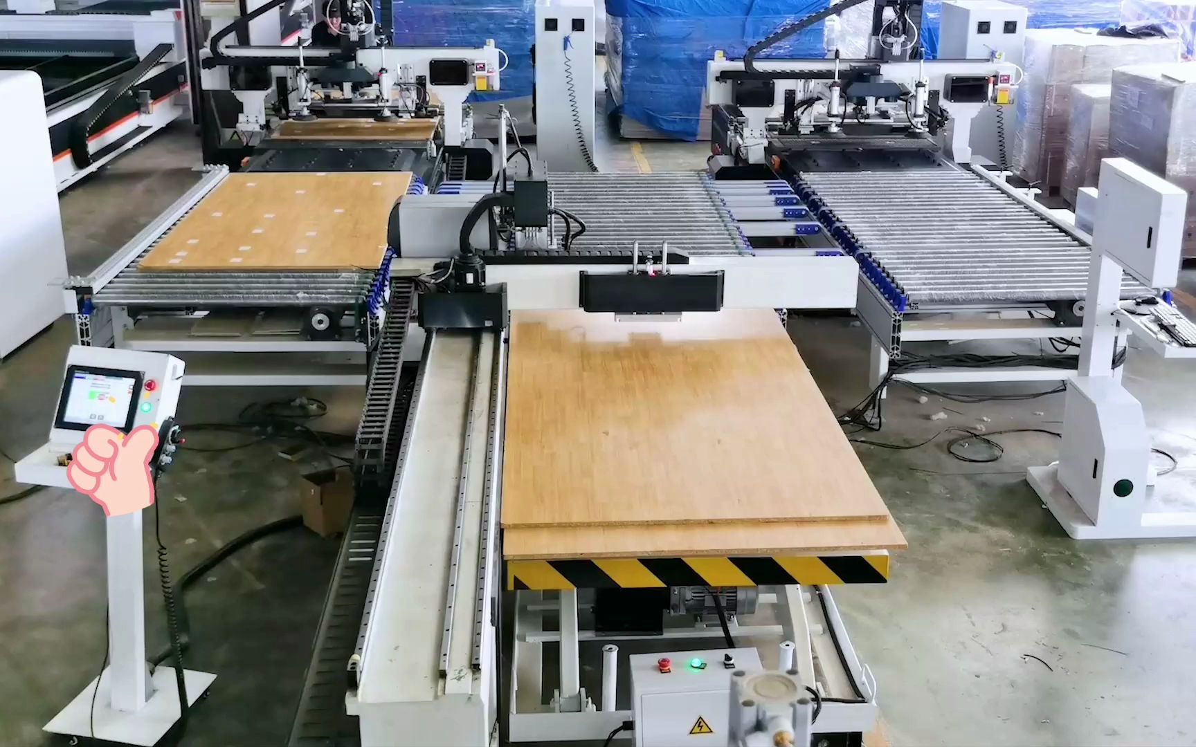 全屋定制家具生产线一拖二数控开料机连线板式家具成套设备