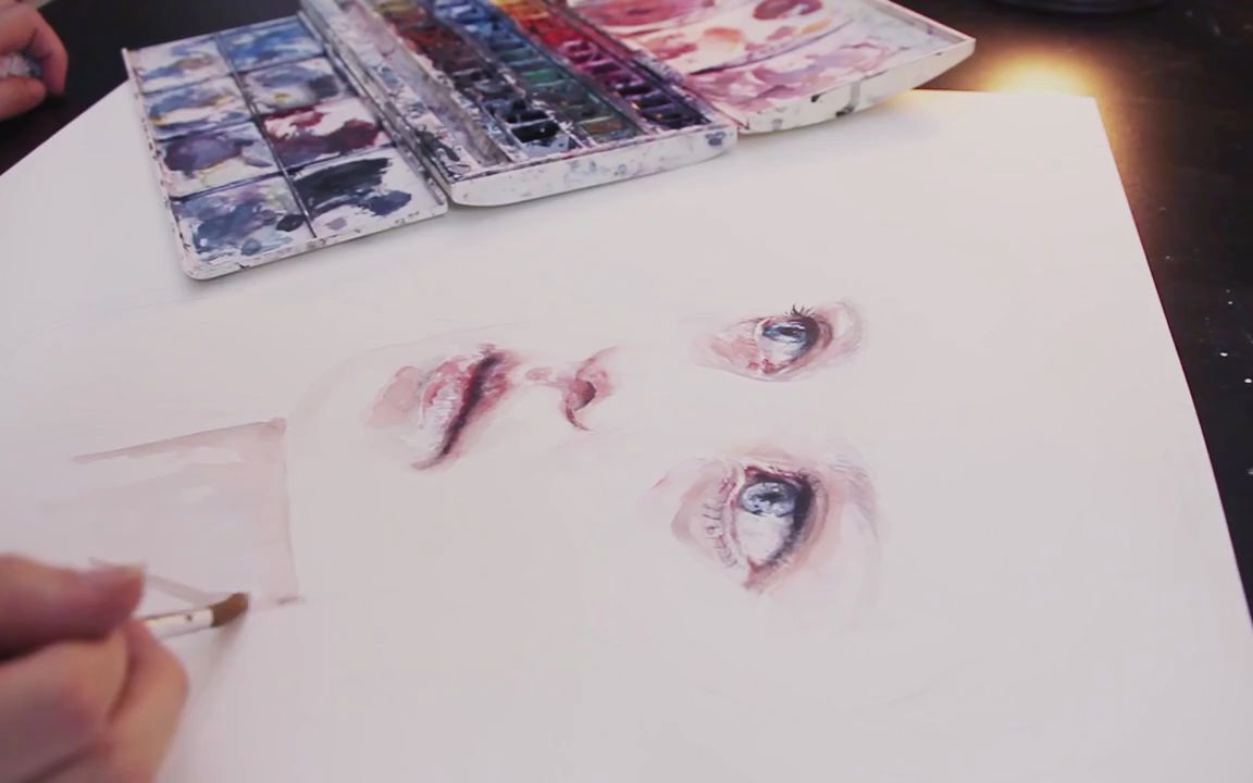 [图]水彩课-美女头像watercolor portrait - unsaid things