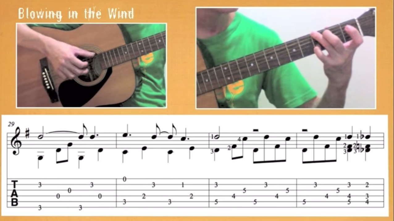 [图]Blowing In The Wind - Bob Dylan｜guitar fingerstyle｜guitar tab｜guitar tutorial