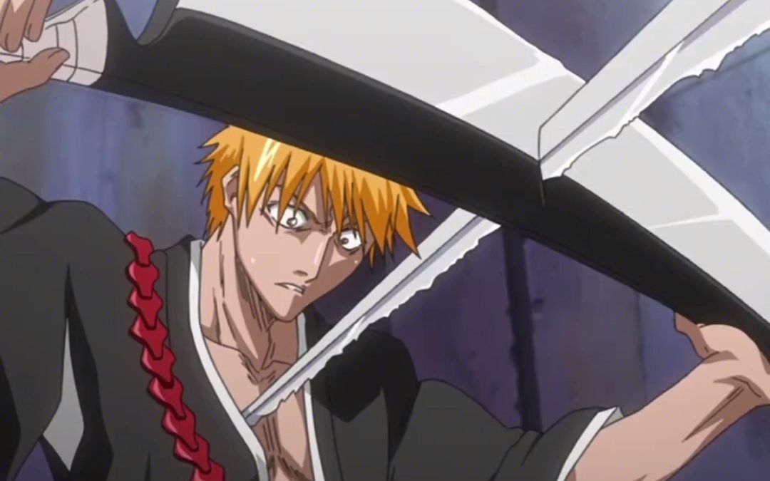 一护被更木剑八完败,进入内心世界,跟白一护争夺斩月大刀