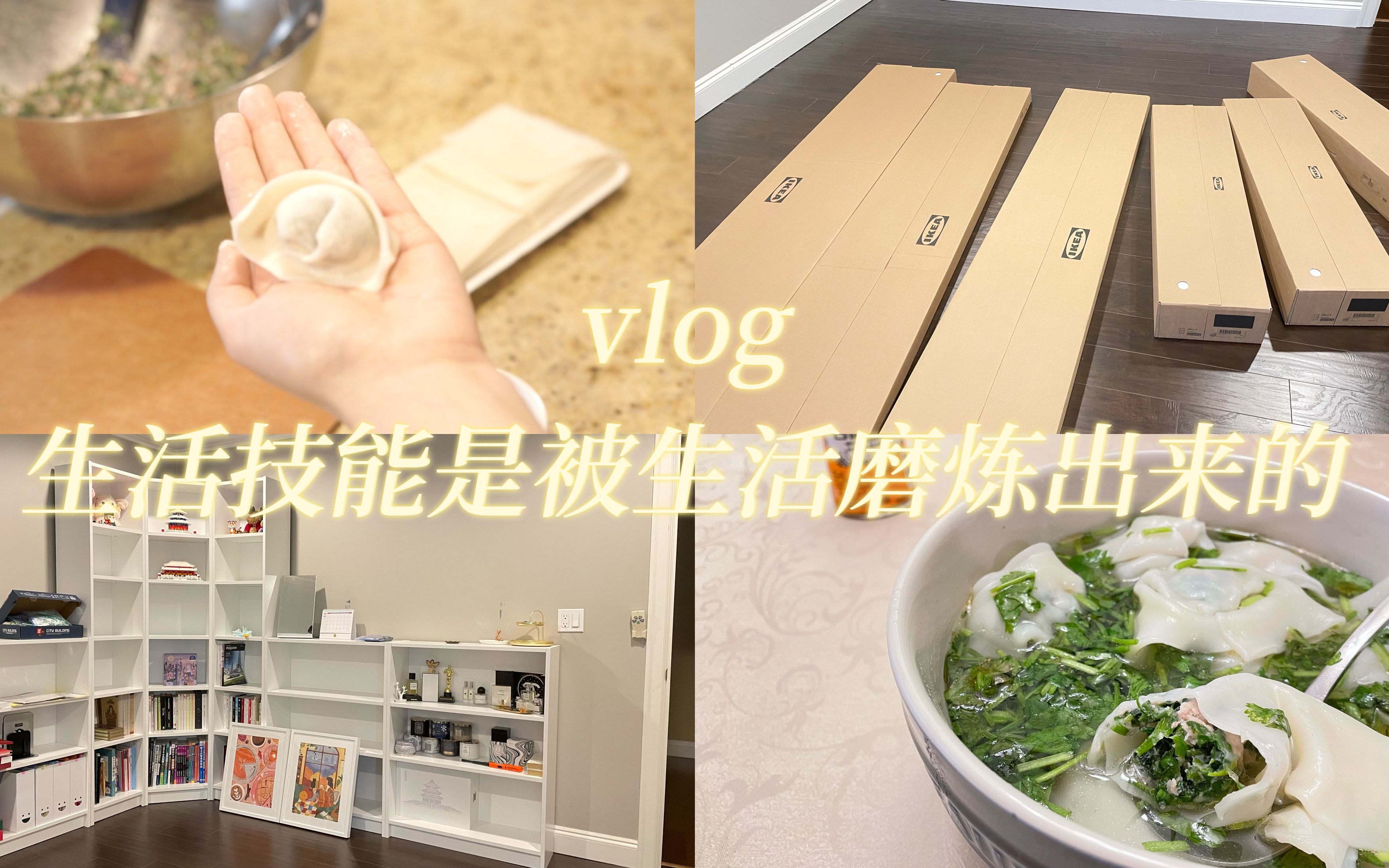 Vlog 生活技能都是被生活磨练出来的 | 宜家书柜组装 | 包馄饨哔哩哔哩bilibili