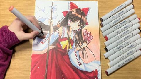 東方描いてみた 博麗霊夢 コピックイラスト 東方project Drawing Hakurei Reimu Touhou Game 哔哩哔哩 Bilibili