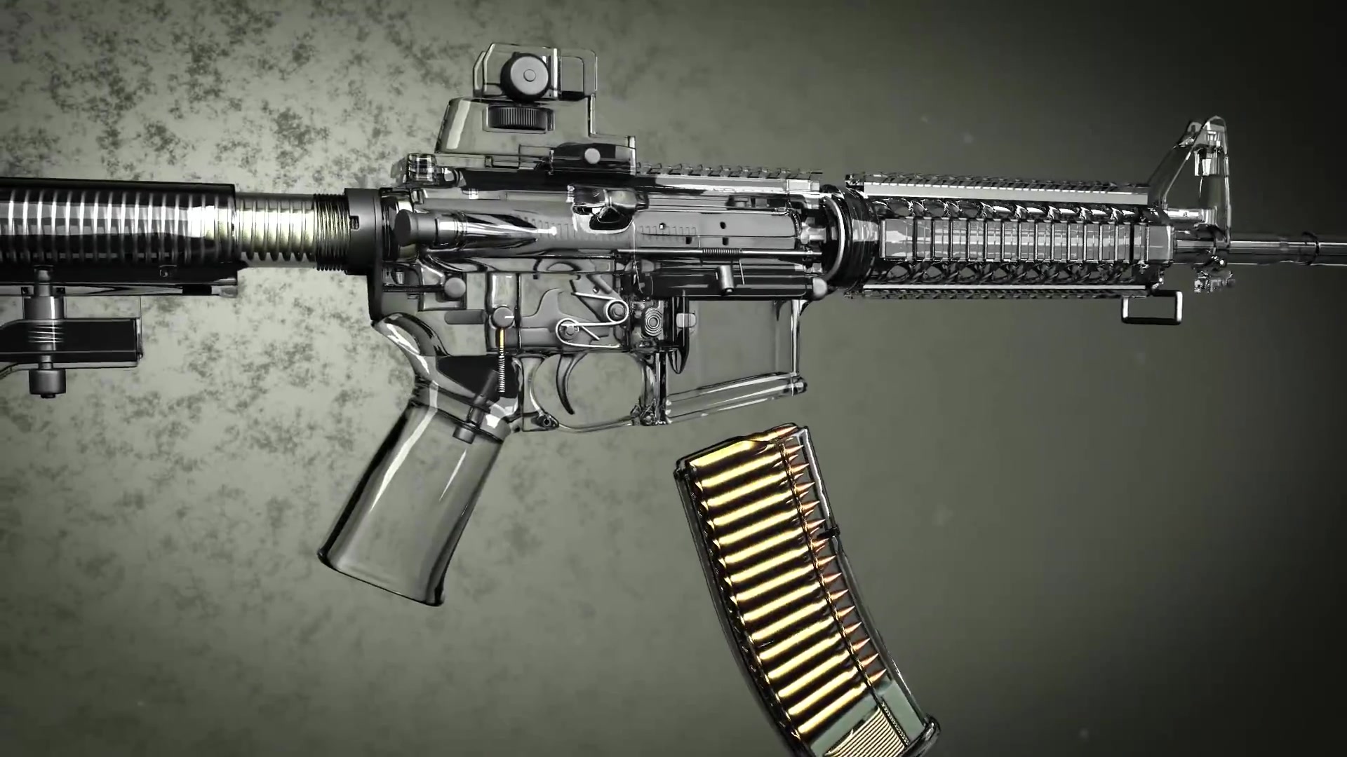 3d动画演示ar15步枪m16前身的工作流程