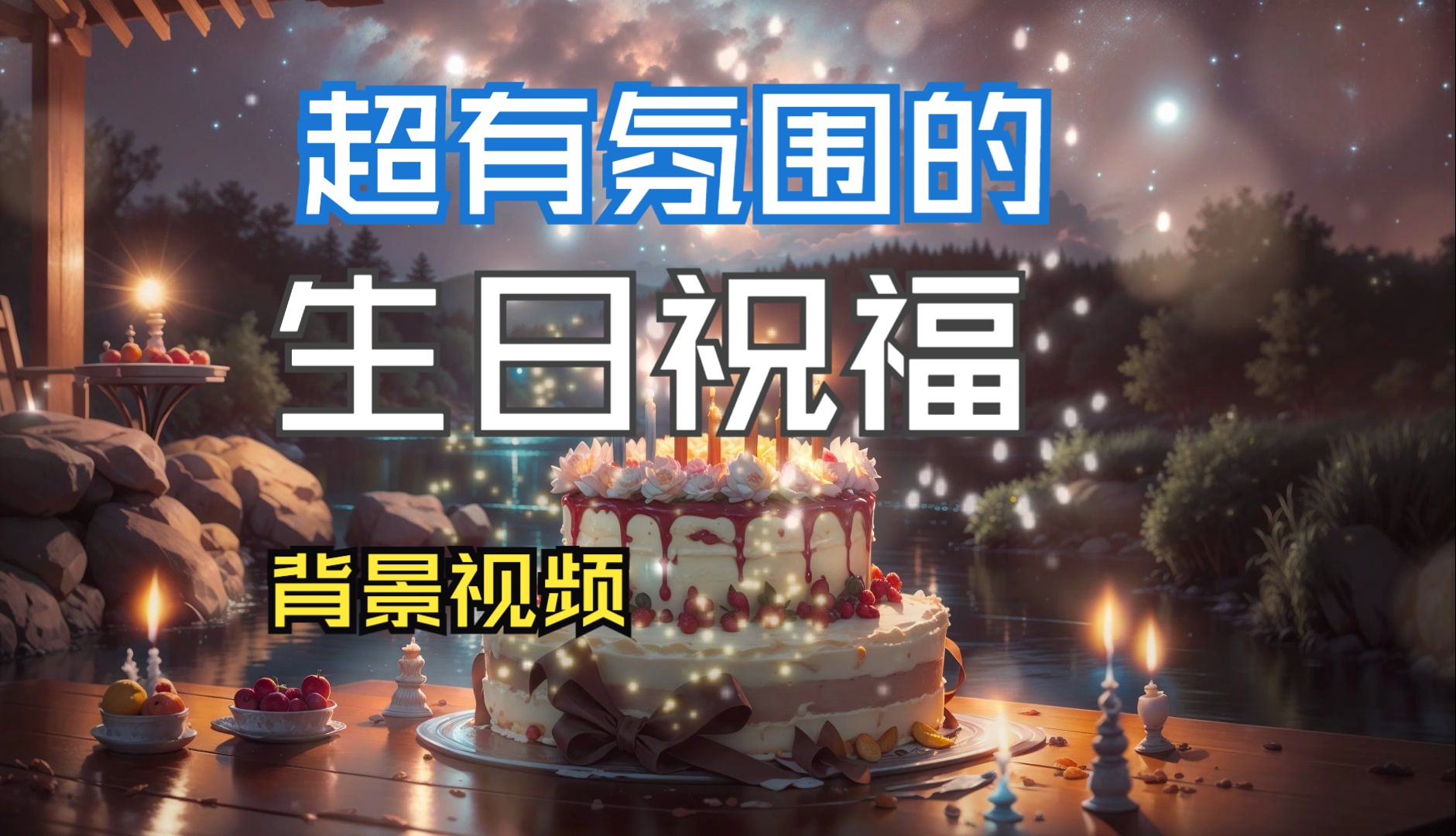 【生日快乐歌】过生给TA发这个,超感动!氛围营造利器!(生日背景视频,湖畔星空主题6)哔哩哔哩bilibili