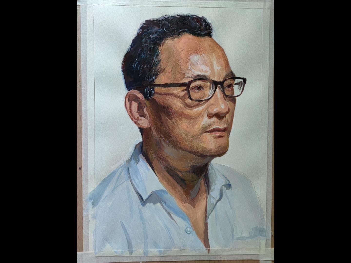 水粉画大叔头像练习