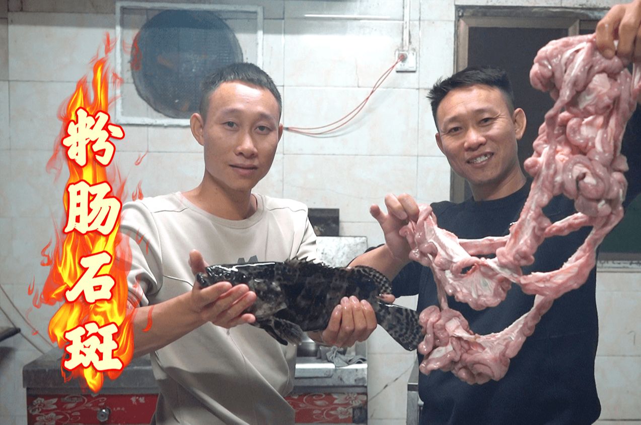 兵哥搞来一条名贵石斑鱼,四斤粉肠,做特色粉肠石斑烤鱼,太爽了
