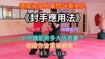 Download Video: 免费影片！德国梁挺系叶问咏春「封手应用法」系统教学