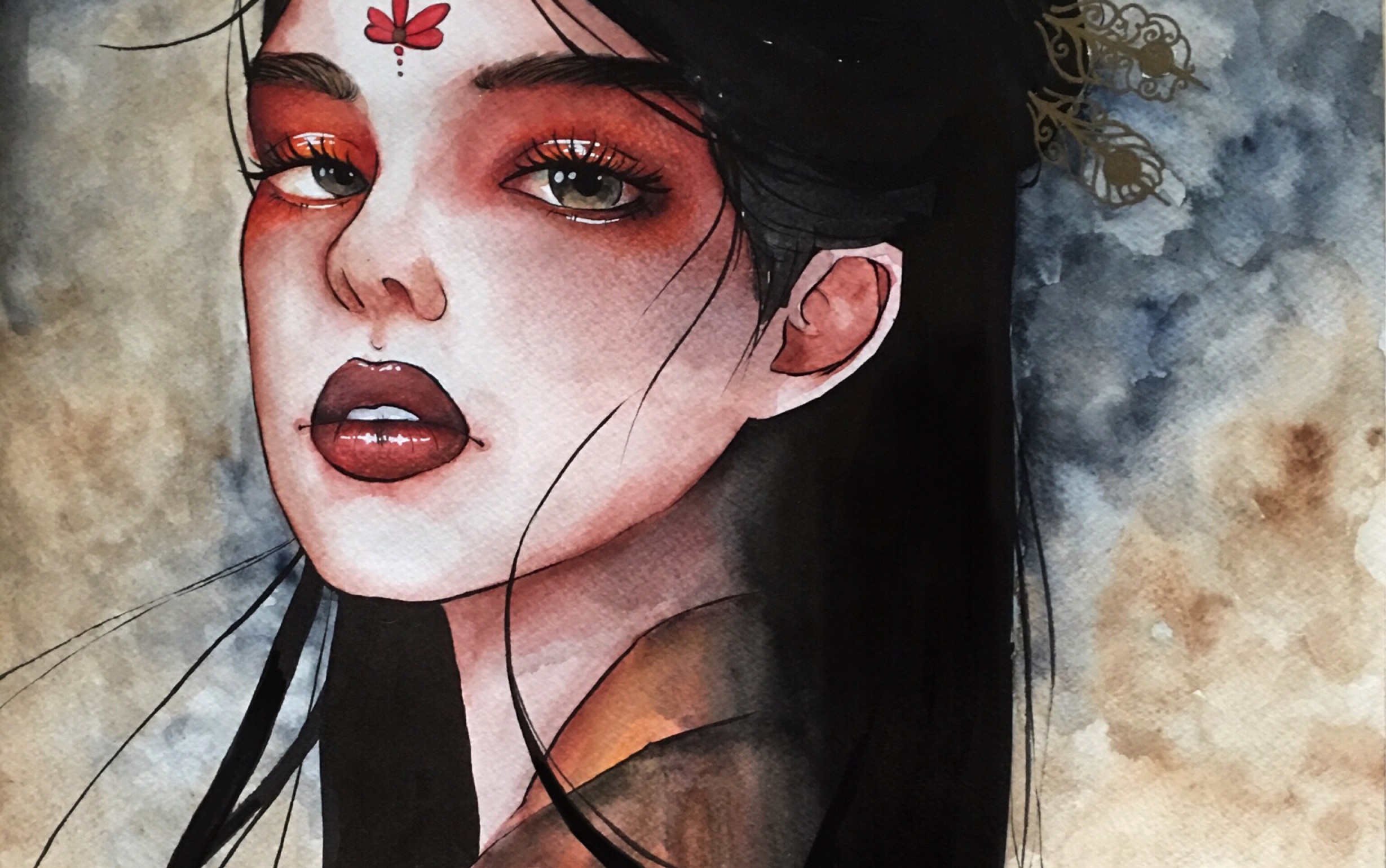【古风水彩】"暗黑"系古风小姐姐
