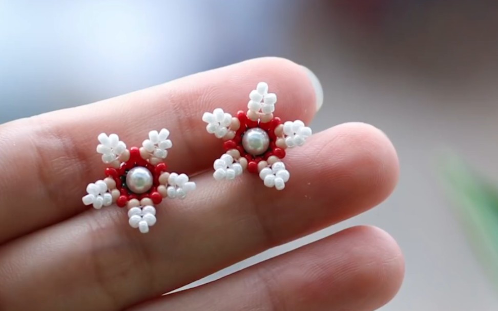 【串珠】串珠小花耳饰教程