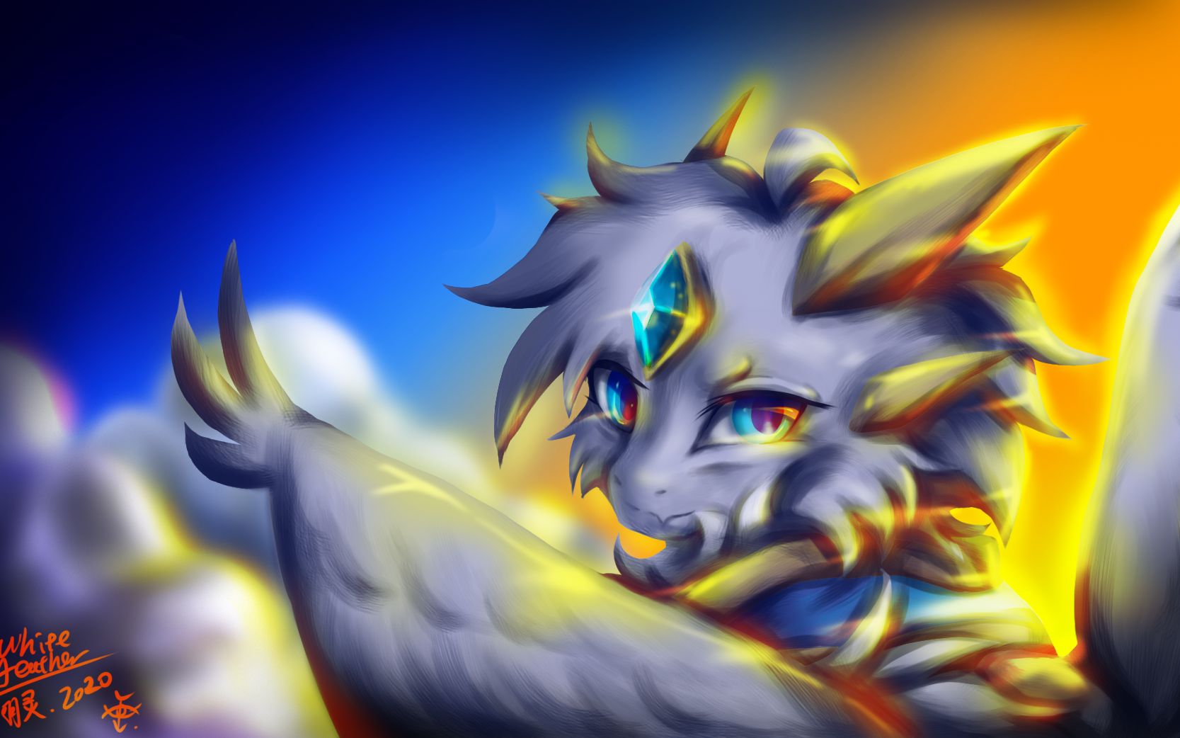 【兽设绘画/板绘】【tassevis】白羽灵(首次厚涂)