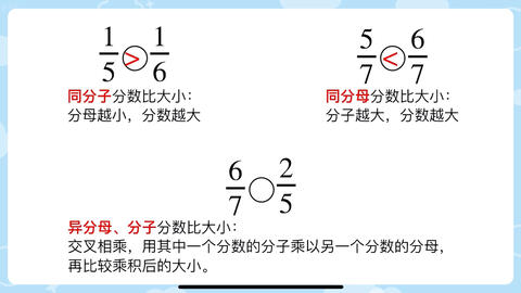 五年级下册数学 常见分数的比较大小 哔哩哔哩