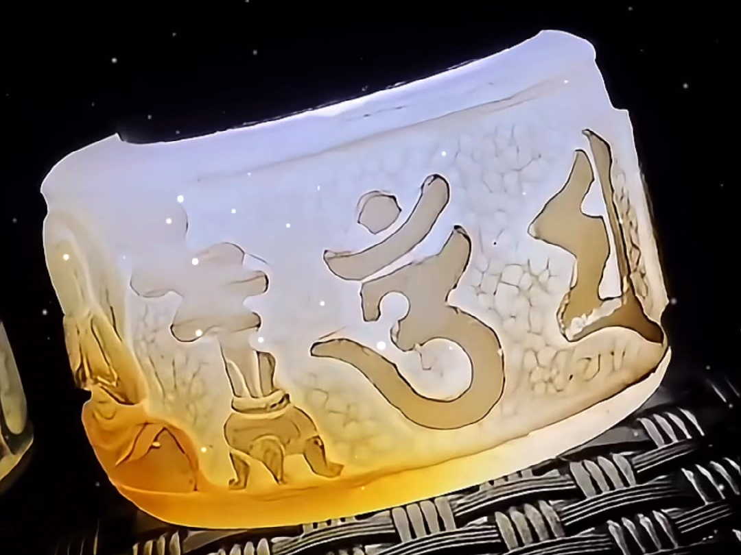 手工雕刻"六字箴言"扳指