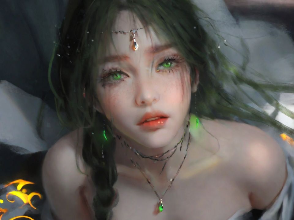 【wlop】小绿 【鬼刀】【stablediffusion】fooocus控图sdxl