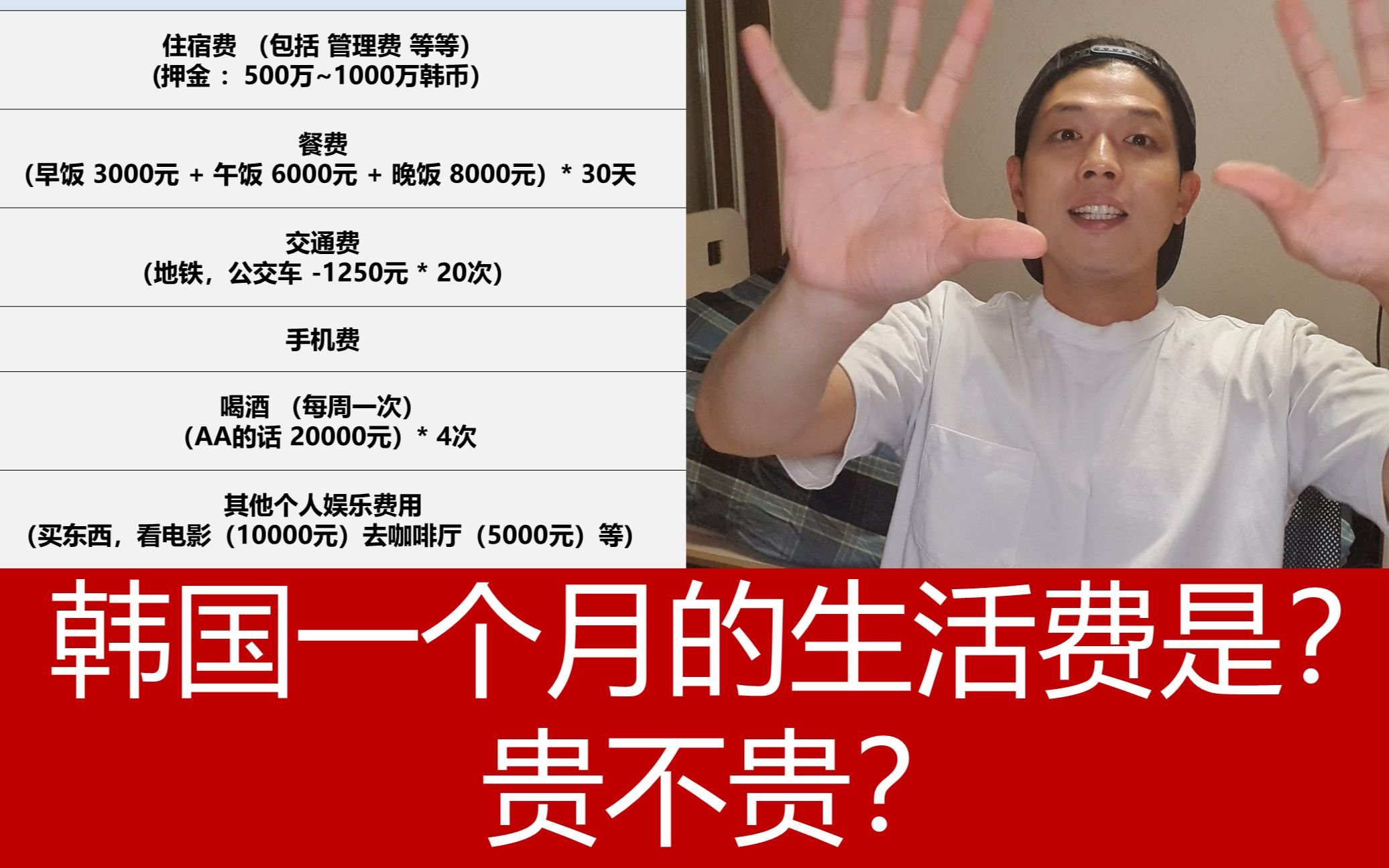 [韩国生活] 准备在韩国留学? 必须要看的! 一个月真正的生活费是?哔哩哔哩bilibili