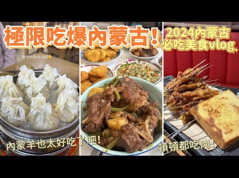 台湾美女内蒙美食vlog|从早到晚吃爆包头特色美食!内蒙古的羊肉好好吃、早餐必吃羊肉烧卖、农家乐铁锅炖、堆成山的烤羊肉串、大陆快餐店什么都有卖?...