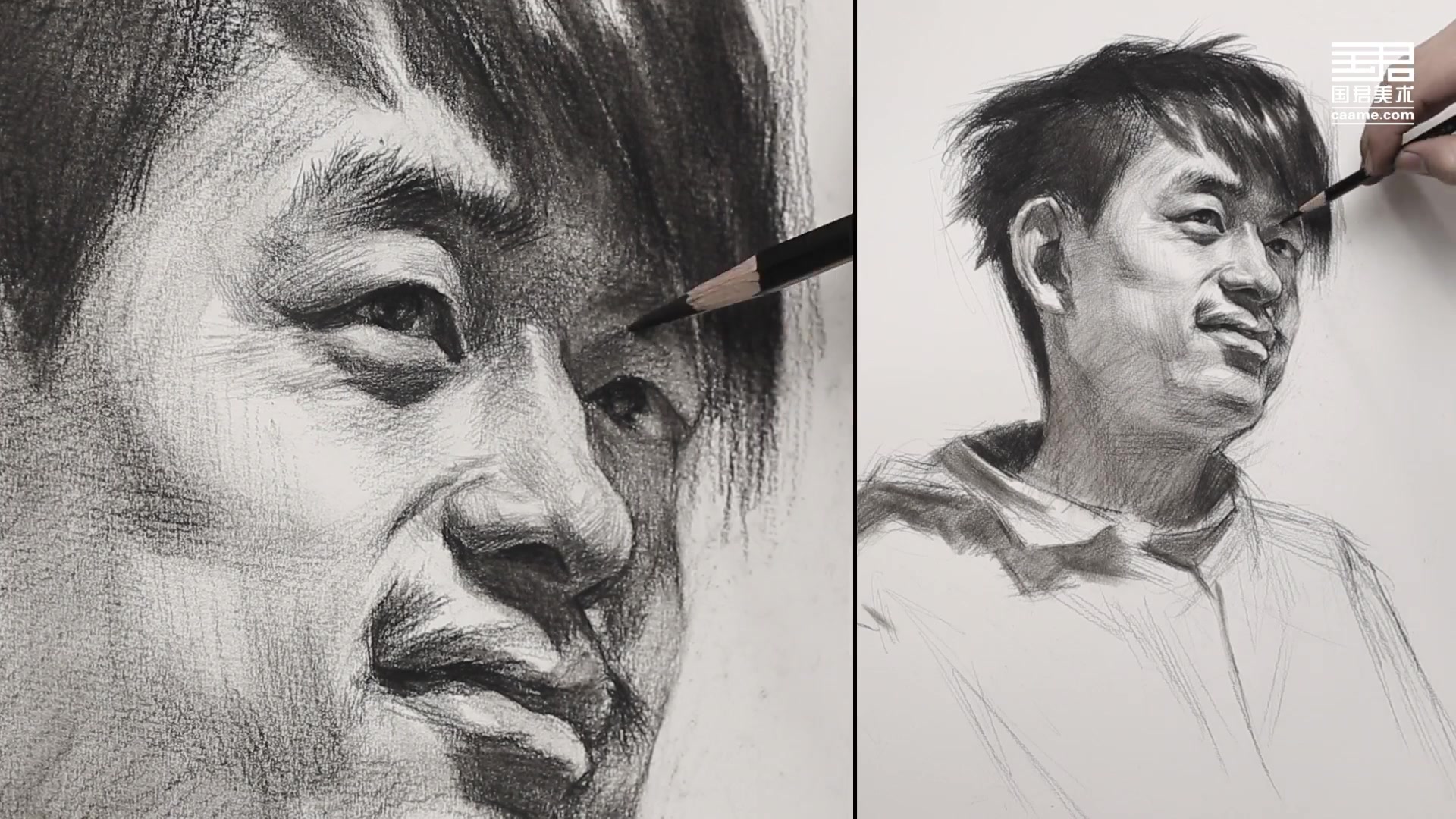 「国君美术〕 男青年三分之二侧面素描头像_李宪奇_哔哩哔哩 (゜-゜)