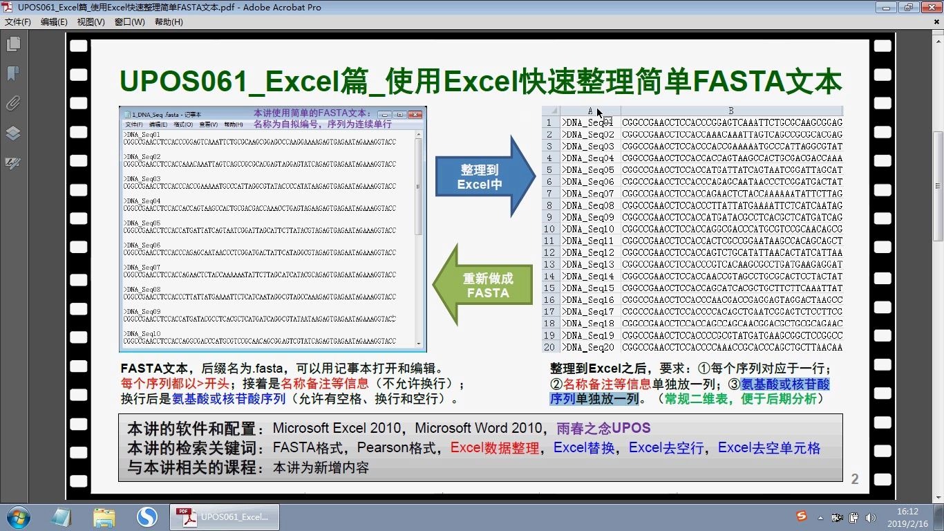 UPOS061Excel篇使用Excel快速整理简单FASTA文本哔哩哔哩bilibili