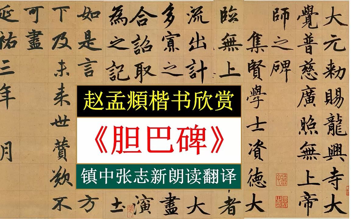 赵孟頫楷书《胆巴碑》全文朗读翻译 镇中张志新朗读翻译哔哩哔哩bilibili