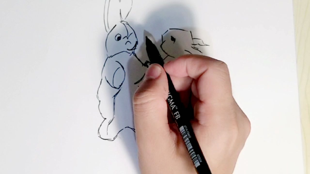 画绘本小兔子棉花糖drawing the bunny from the picture book