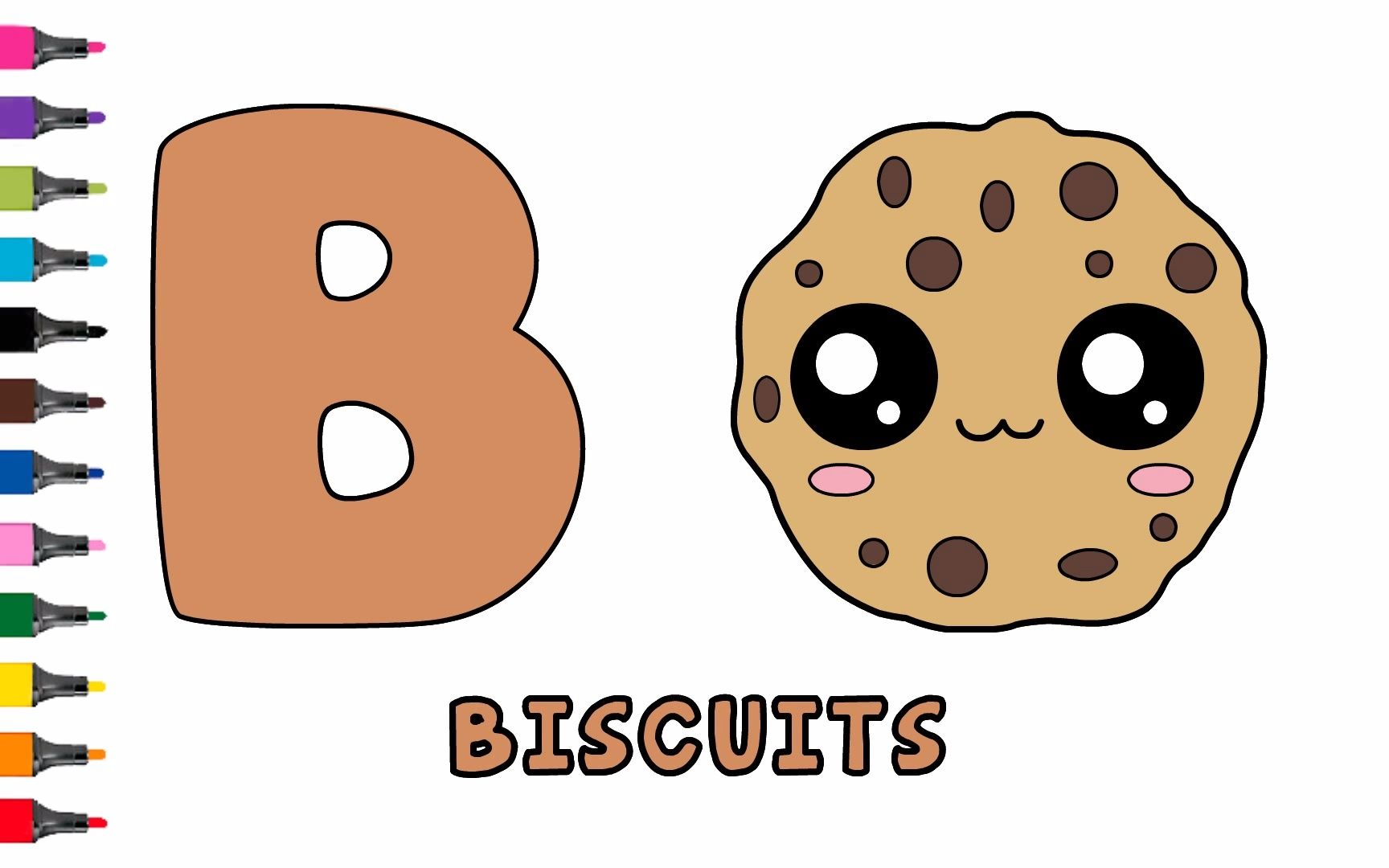 英语字母表b可爱小饼干biscuits简笔画english alphabet绘画abc
