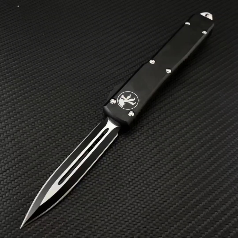 微技术ut单峰双锋黑柄拉丝刃直出刀自动弹簧刀188像素