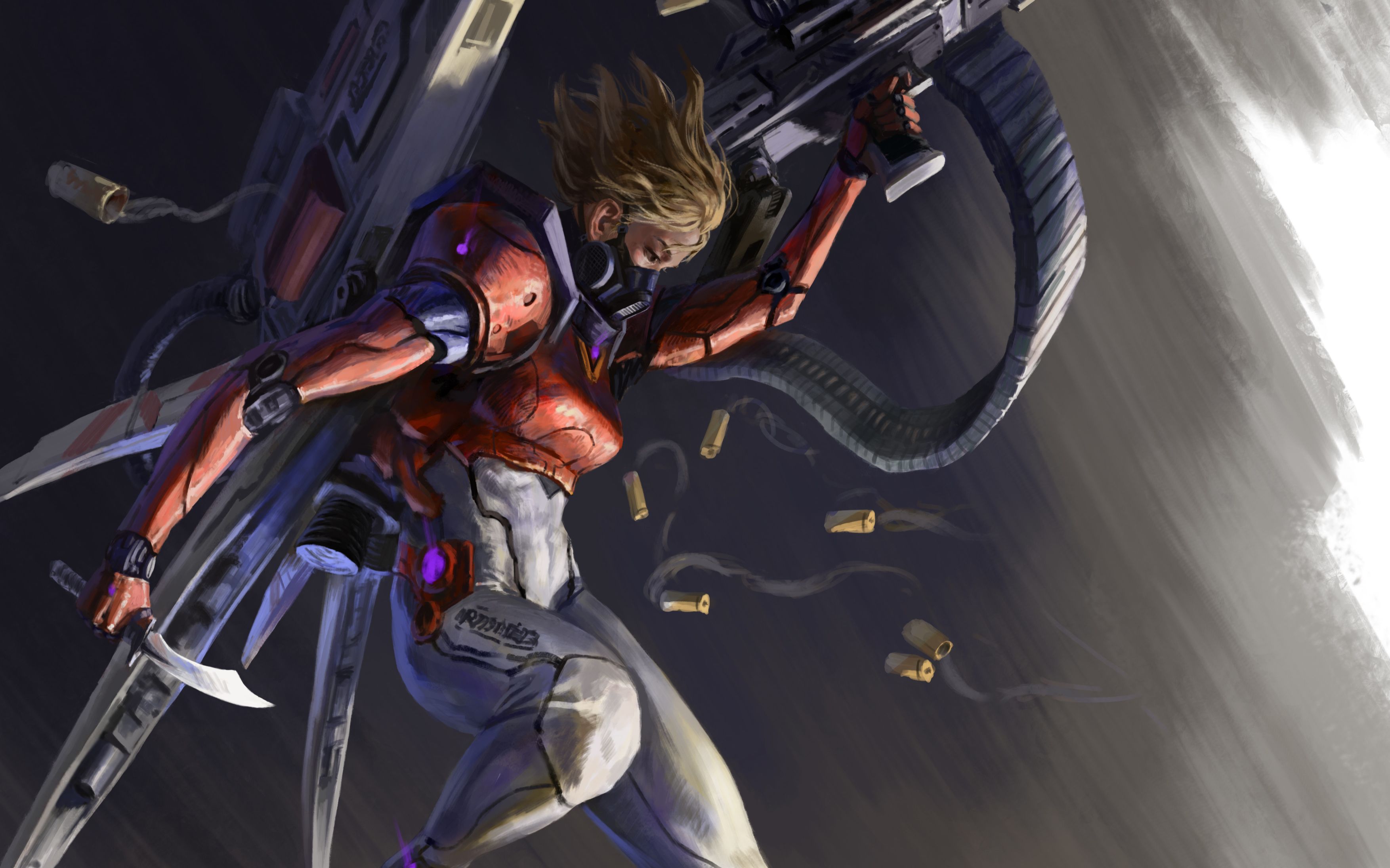 【板绘过程】【厚涂】重装战斗服 机枪 机械外骨骼 美少女=?