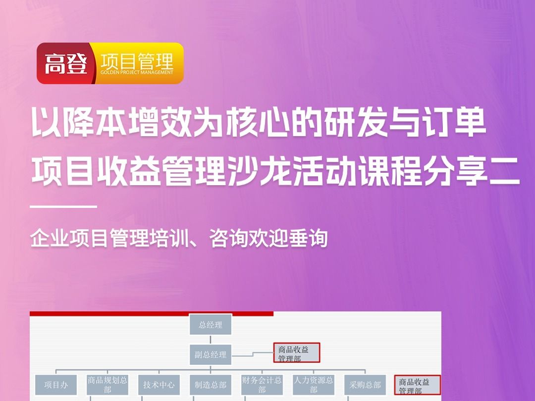 以降本增效为核心的研发与订单项目收益管理沙龙活动课程分享二哔哩哔哩bilibili