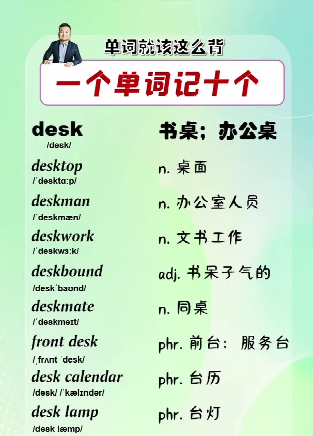 单词就该这么背,一个单词记十个: