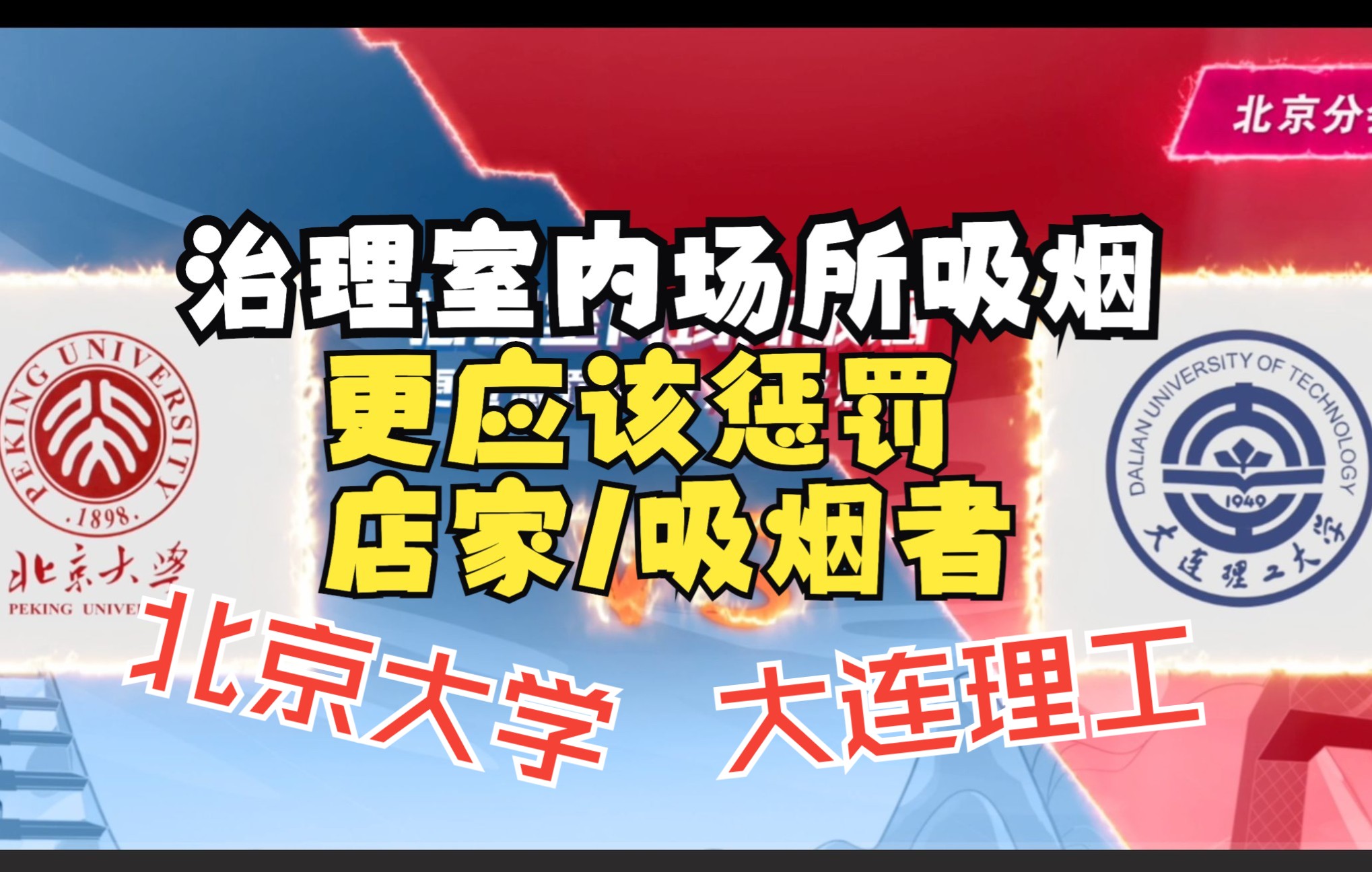 【高校控烟辩论大会】北京大学VS大连理工大学:治理室内公共场所吸烟,更应罚店家/罚吸烟者哔哩哔哩bilibili