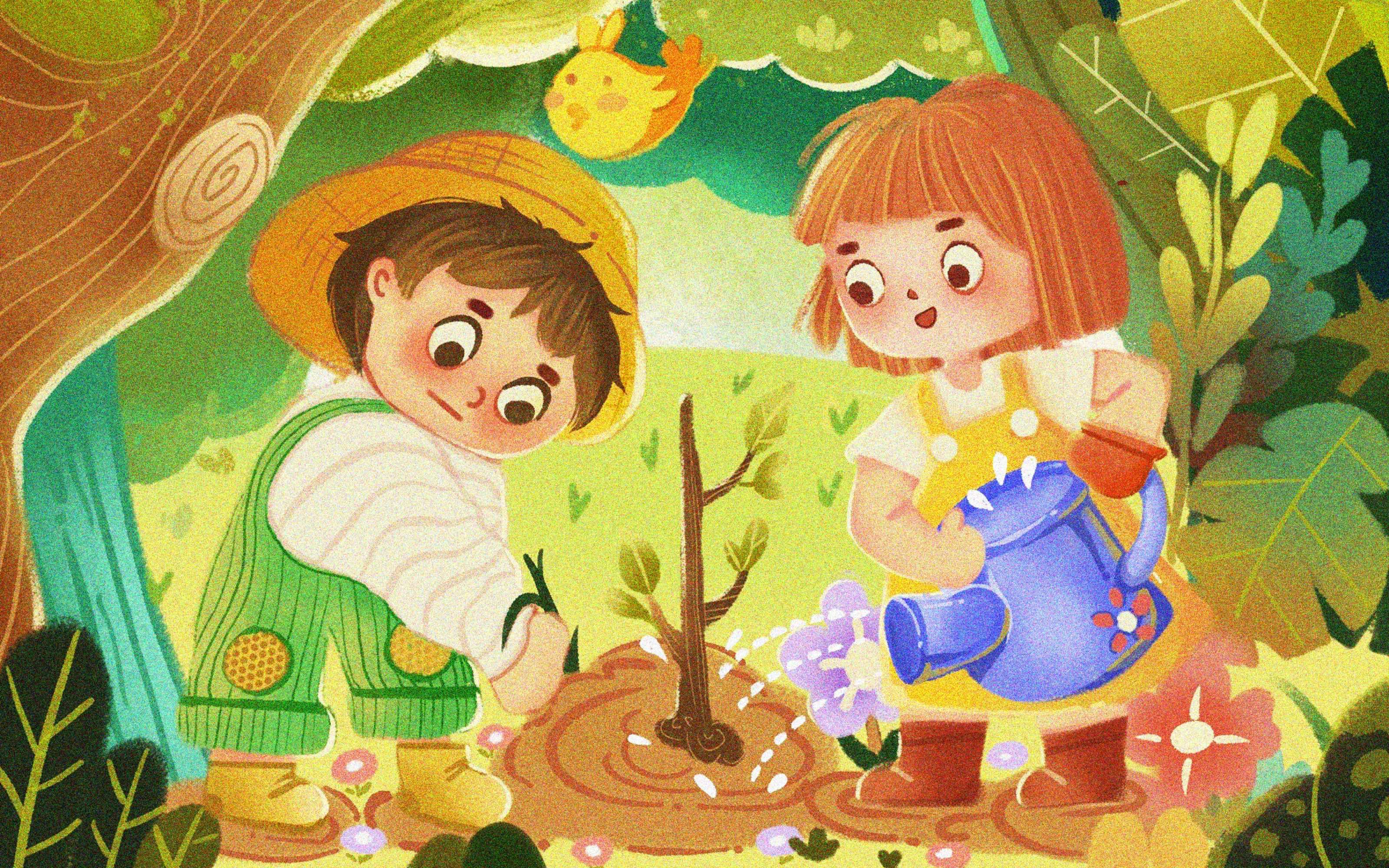 【绘画过程】原创节日系列小场景|植树节