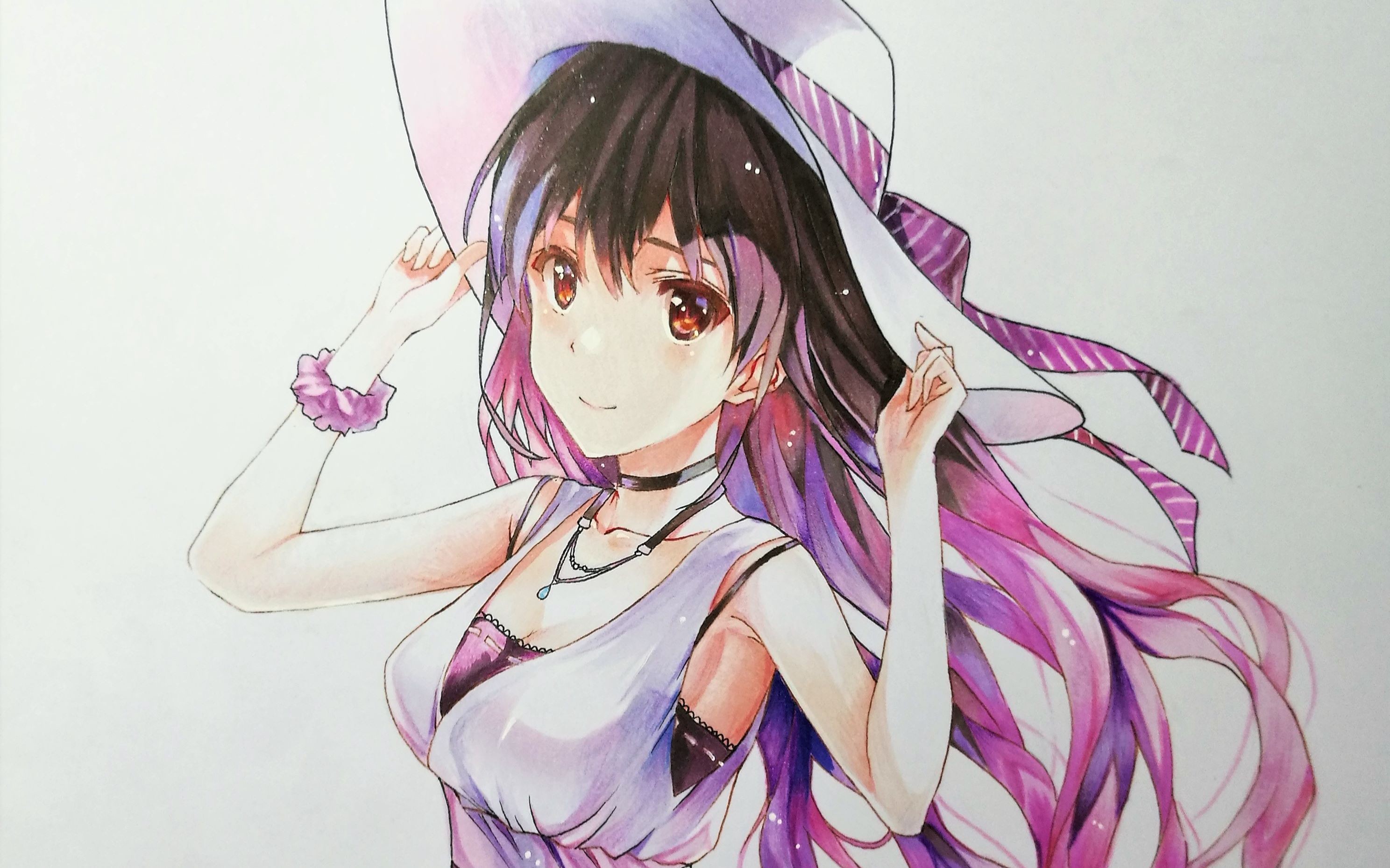 马克笔yl临摹深崎暮人路人女主霞之丘诗羽挑战头发光影