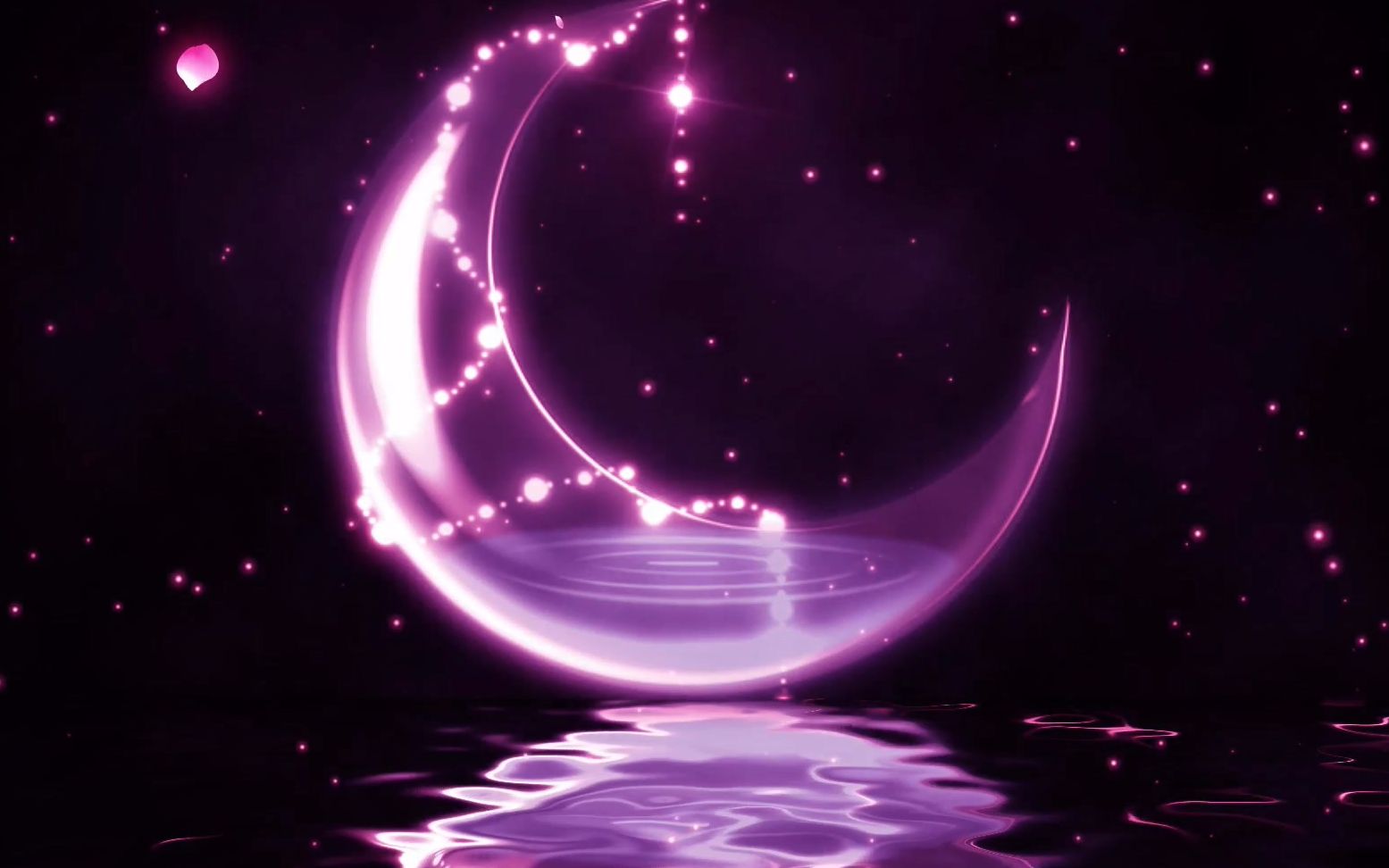 c36梦幻紫色夜色月亮海面花瓣飘落六一儿童节幼儿园少儿表演晚会舞台