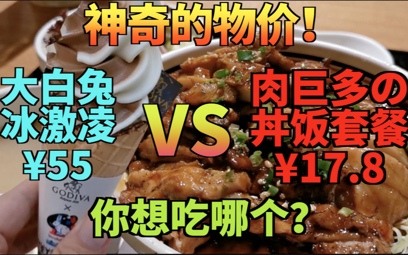 神奇的物价!55元的大白兔冰激凌和18元的丼饭套餐哪个更好吃?哔哩哔哩bilibili