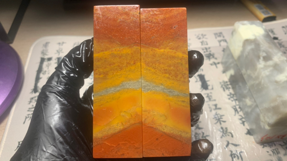 (在售)印度红石一对,3cm印面,高度分别为9.1和9.