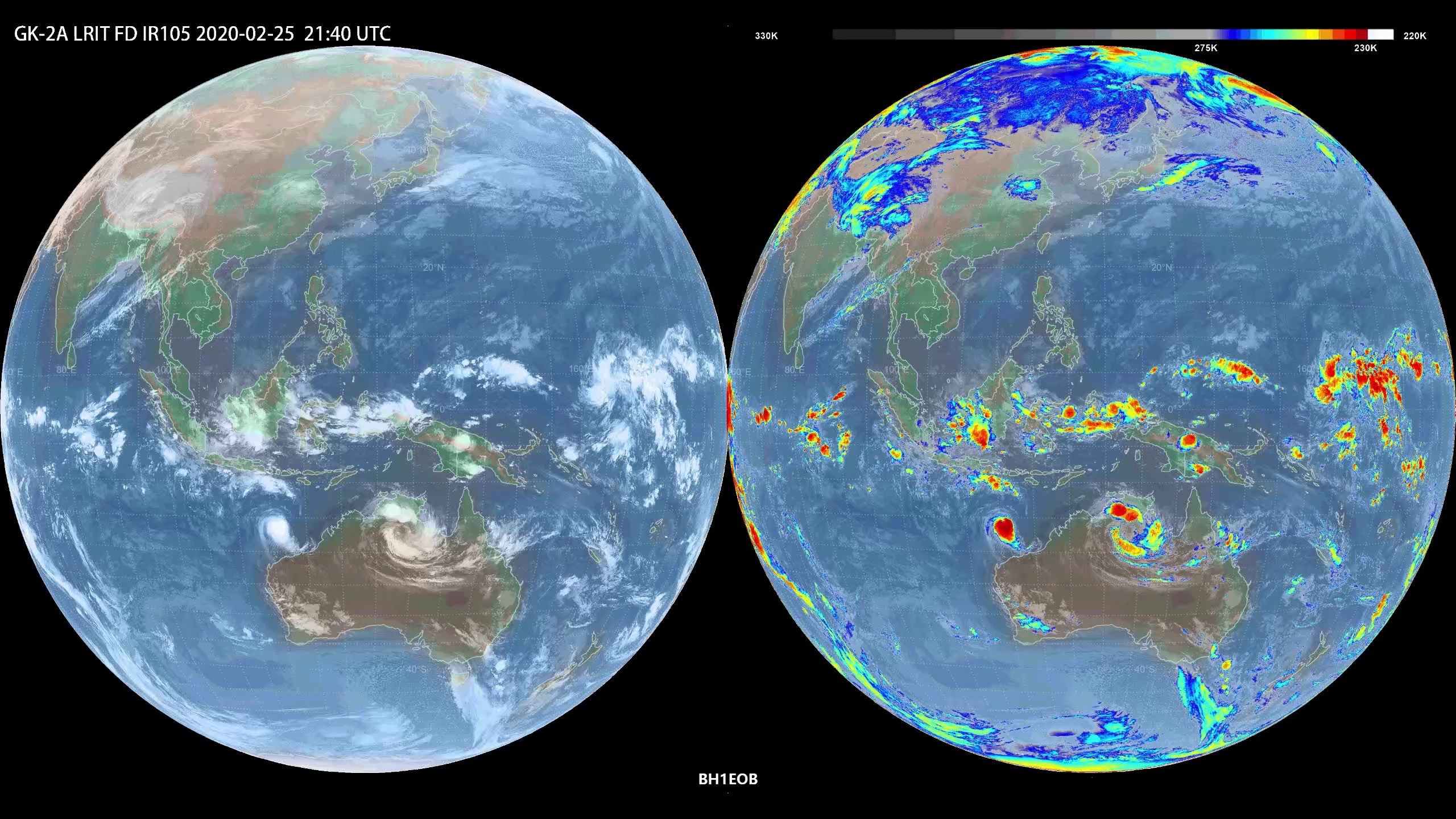 气象卫星云图 GK2A(GK2A) LRIT FD IR105 2020 2月21日29日 UTC哔哩哔哩bilibili