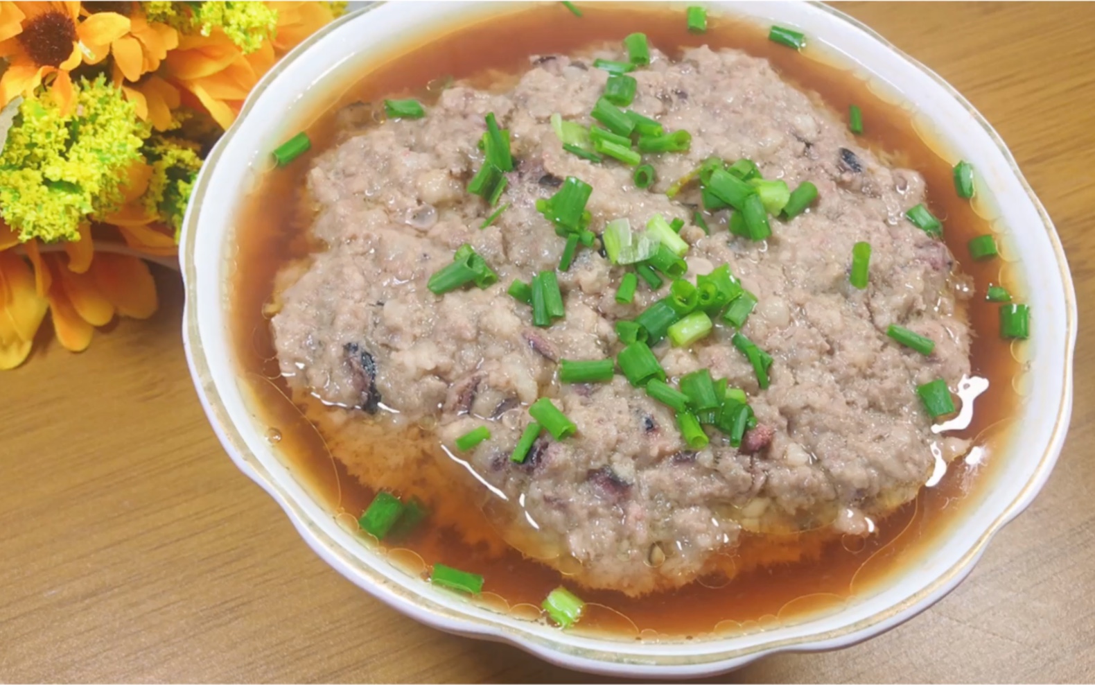 榄角蒸肉饼,无油无盐又一餐!