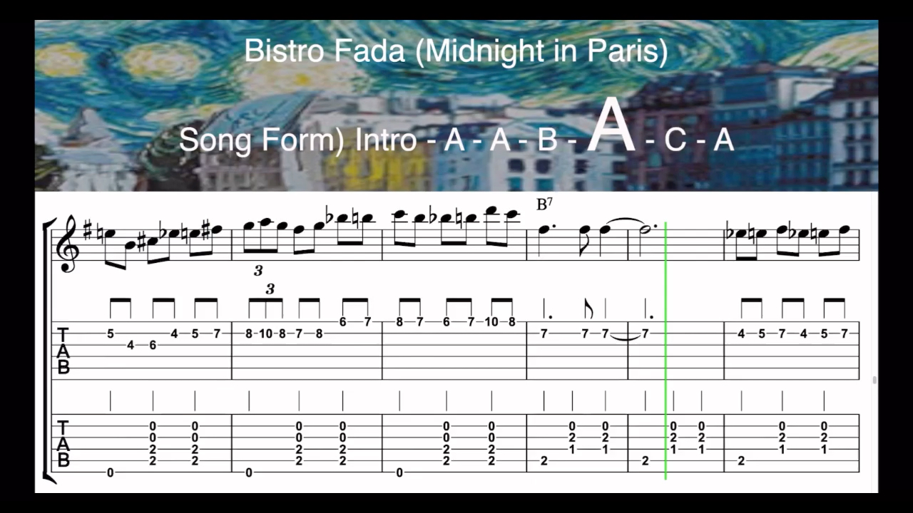 [图]【附谱】Bistro Fada ( Midnight in Paris ) 完整版 吉普赛吉他