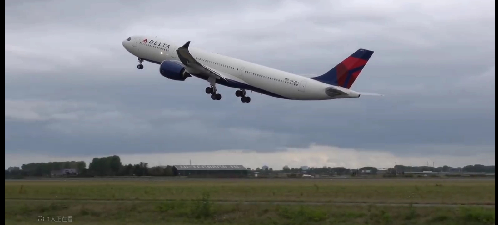 达美航空a330-900neo从阿姆斯特丹史基姆国际机场起飞