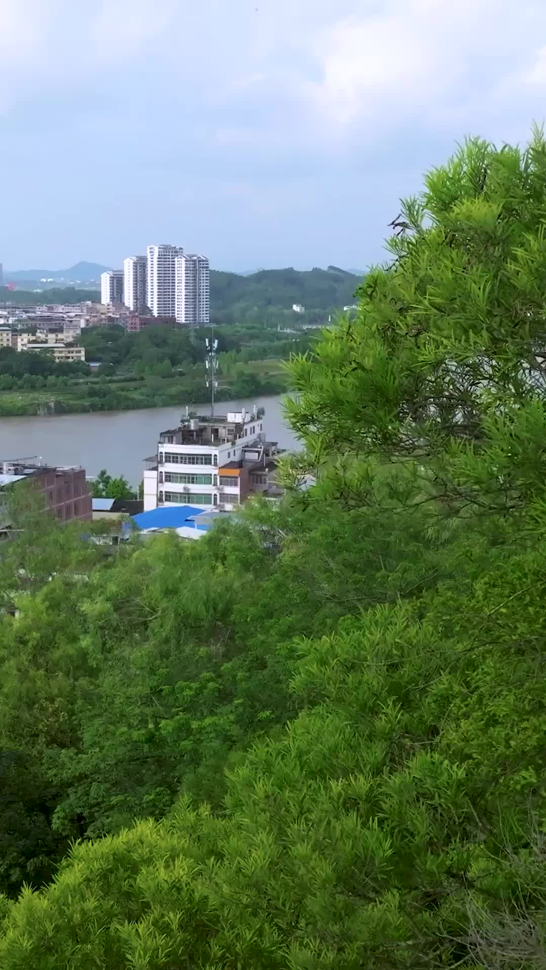 登上南宁邕宁区的蒲津公园可以看到十分感人的江景航拍南宁旅行推