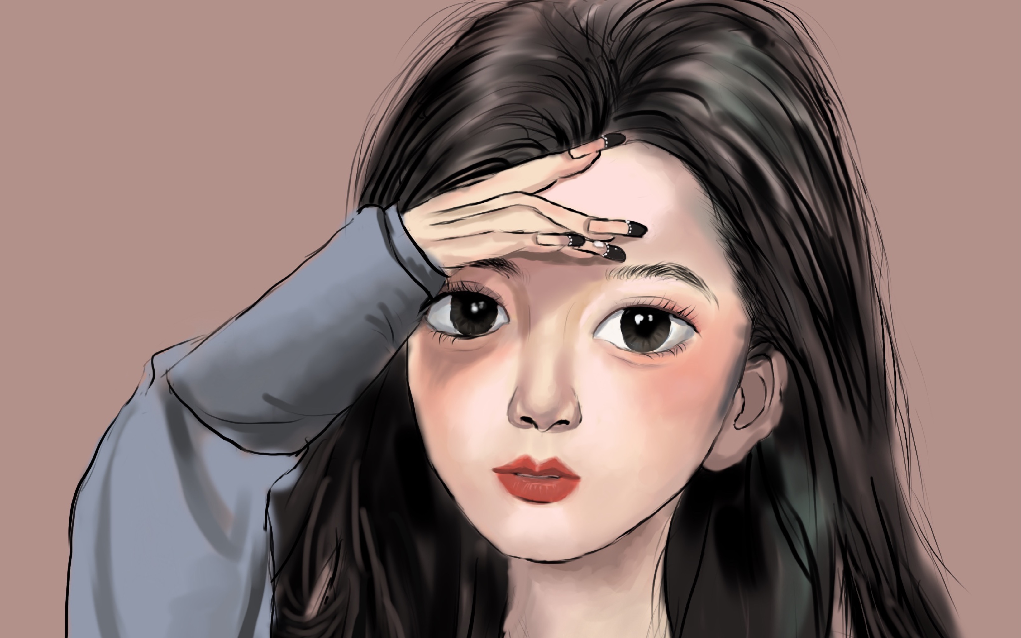 画一个个美女姐姐的卡通头像