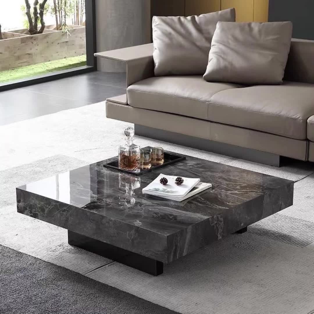 现代极简高端岩板茶几创意方形茶几大小户型家用客厅轻奢高级茶桌8841