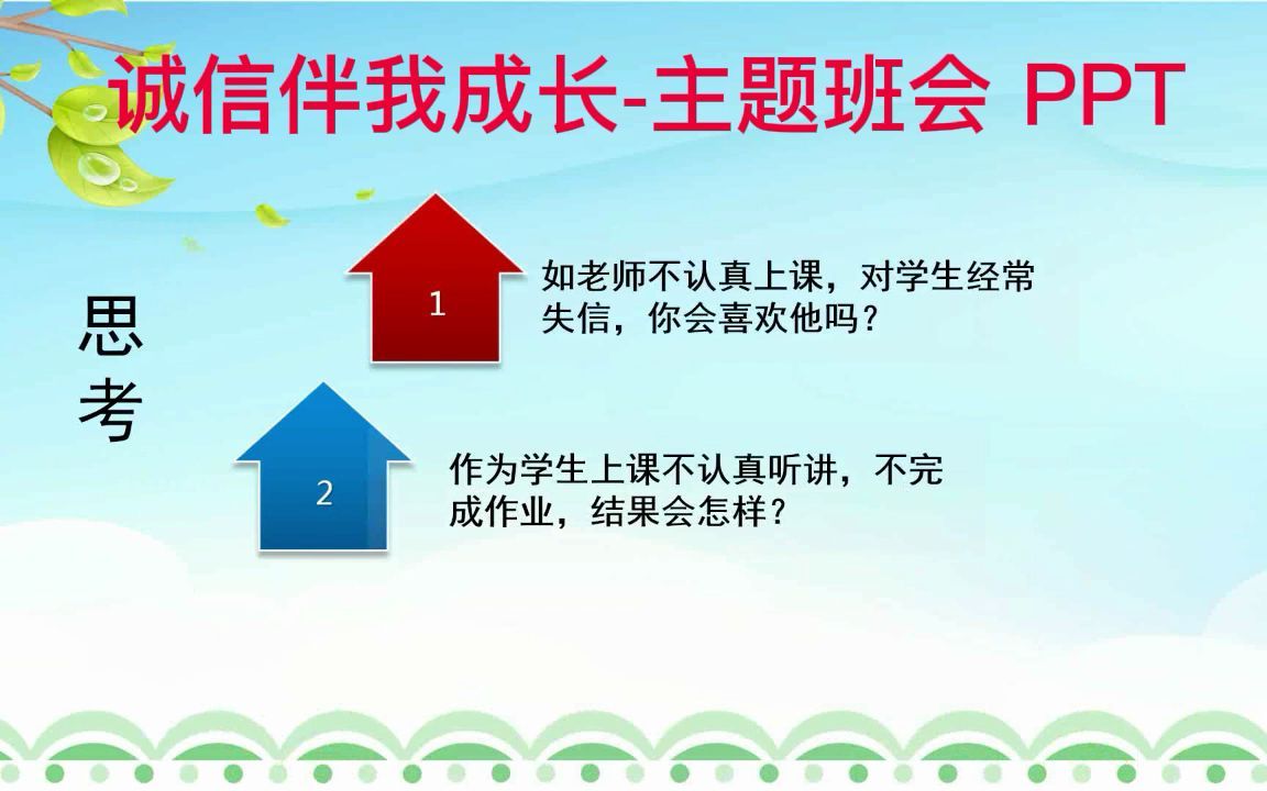 [图]诚信伴我成长-主题班会 PPT