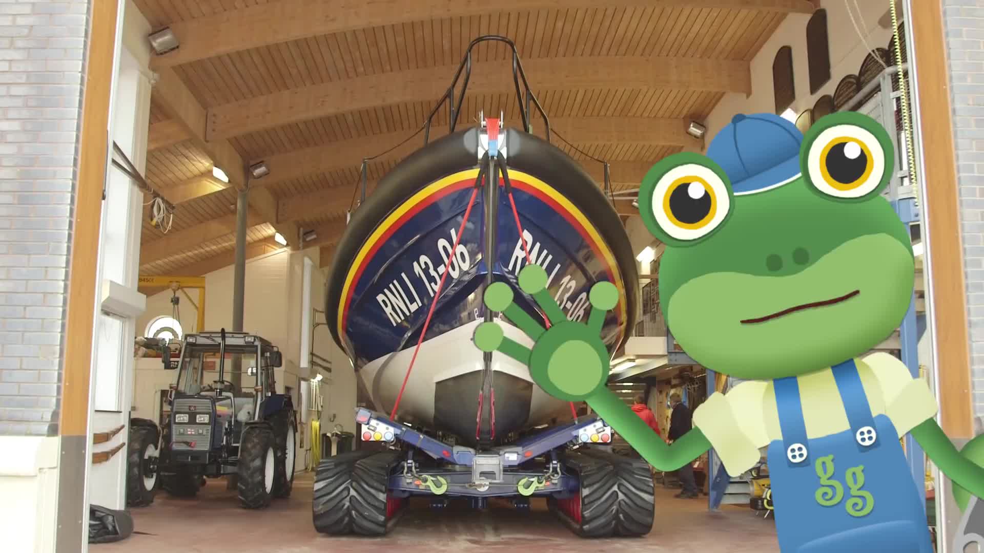 [图]Gecko Meets a Lifeboat and More Big Vehicles For Children 动画片 1080高清儿童早教视频：