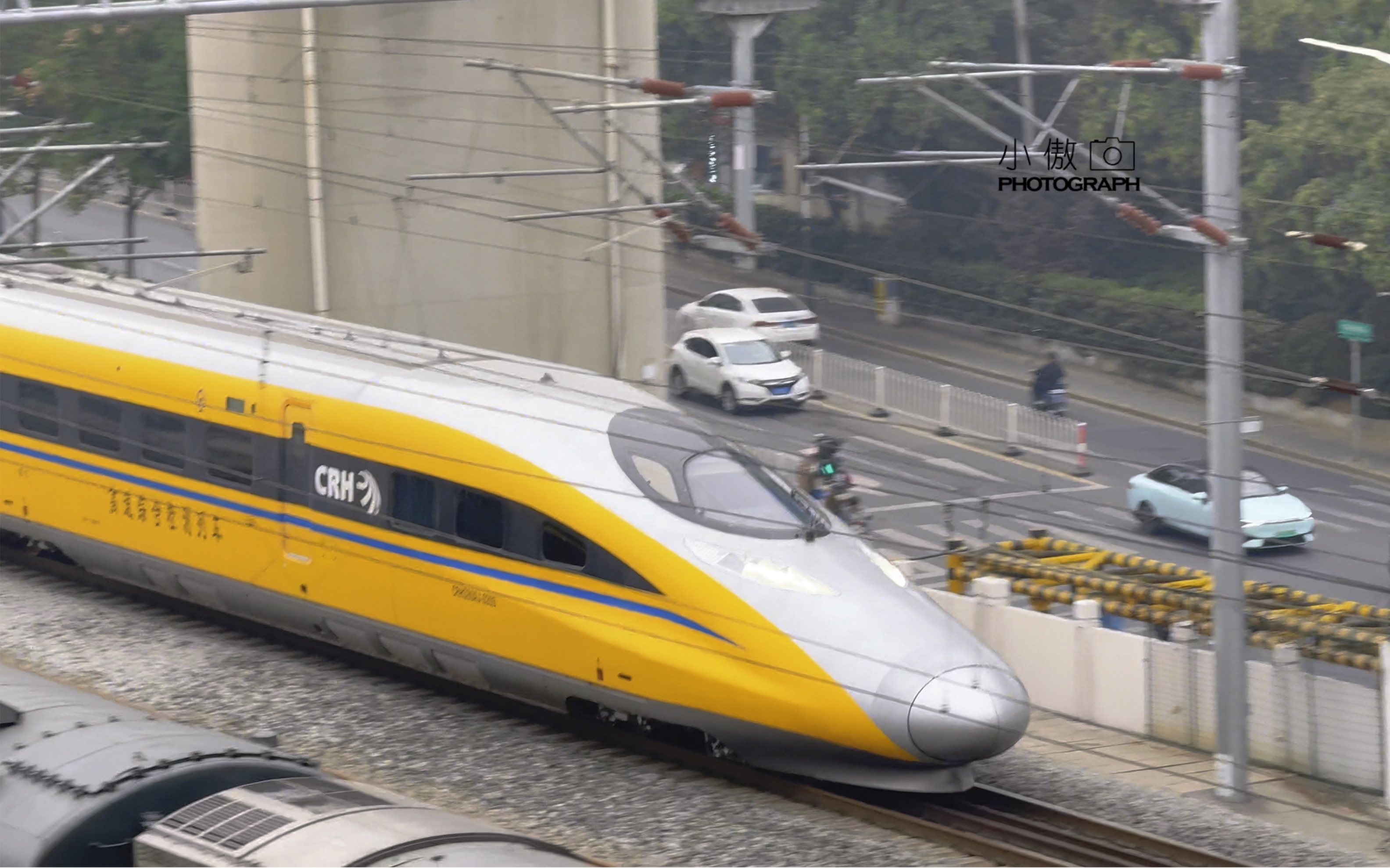 crh380aj-0203在宁启线执行完任务经由宁西调车场货线返回南京动车所