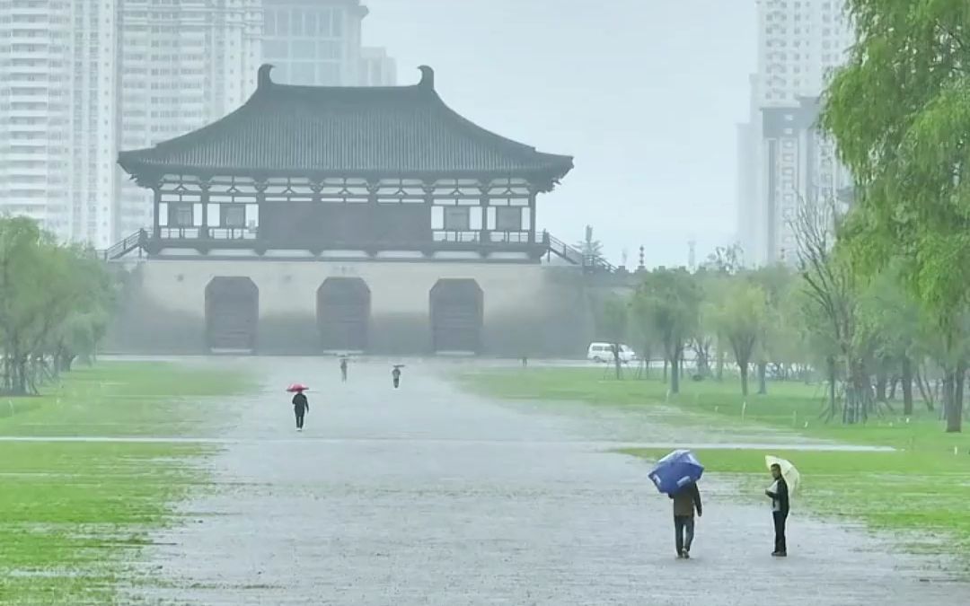 [图]行走河南·读懂中国 | 洛阳天街再现诗词胜景：“天街小雨润如酥 草色遥看近却无”。