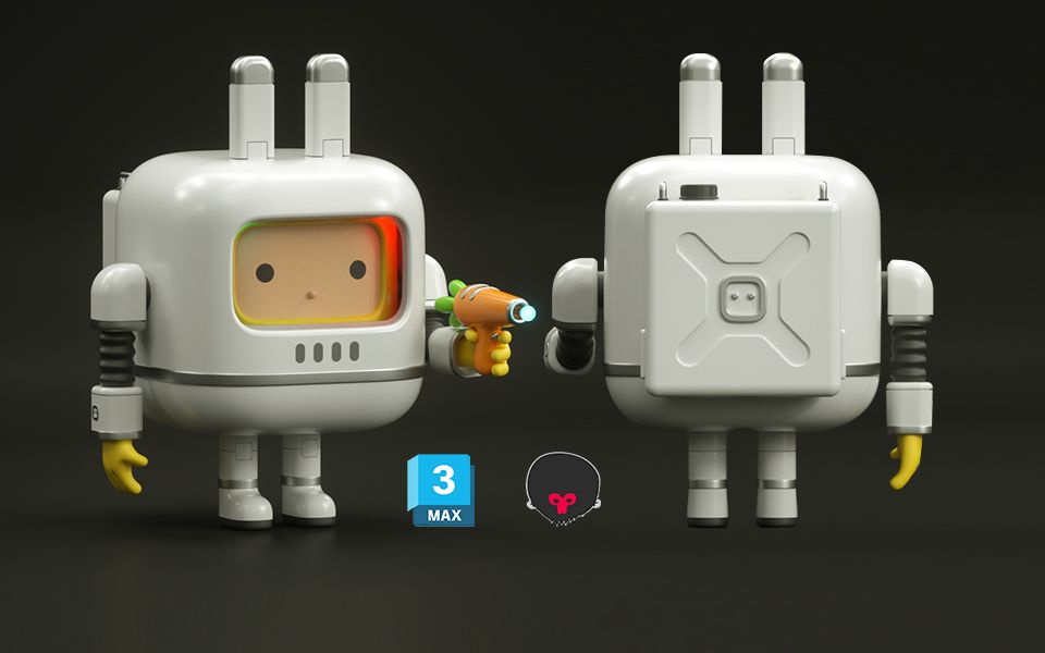 【3dmax道具建模】简单的机器人模型制作,游戏小道具3d建模案例