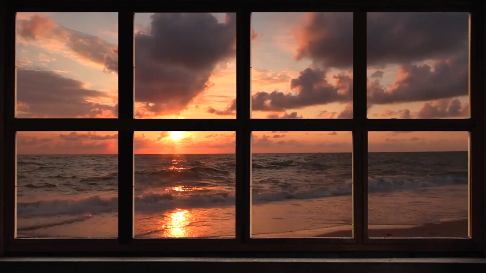 【窗景】余晖海岸 × 学习助眠白噪声 | 氛围营造 | 投影适用