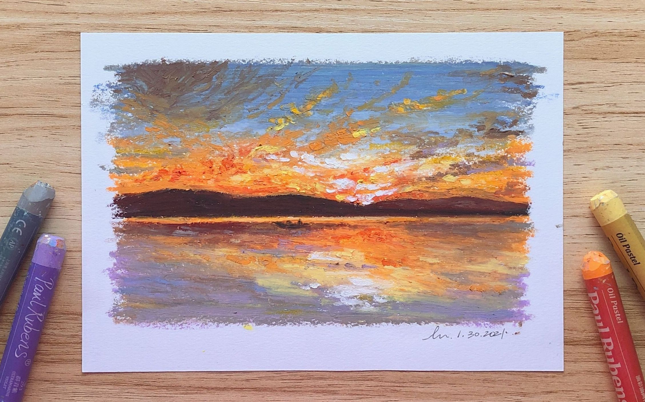 油画棒(原创)| 那就叫 落日印象 吧 (绘画过程 色号)