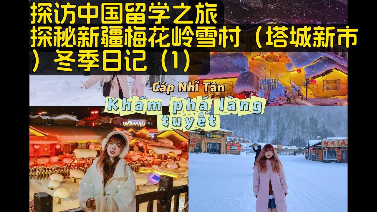 越南妹子:探访中国留学之旅:探秘新疆梅花岭雪村(塔城新市)冬哔哩哔哩bilibili